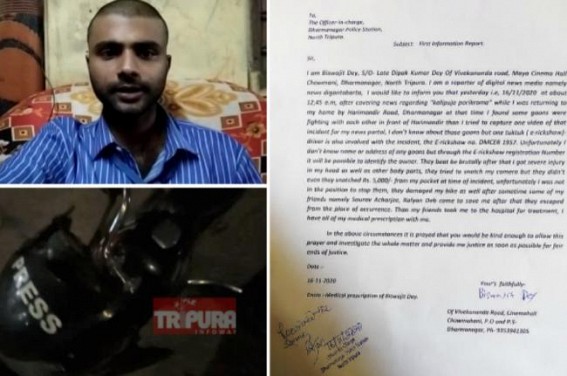 Brutal attack on Photo-Journalist at Dharmanagar during a coverage on Clash : FIR lodged, No arrests yet Brutal attack on Photo-Journalist at Dharmanagar during a coverage on Clash : FIR lodged, No arrests yet